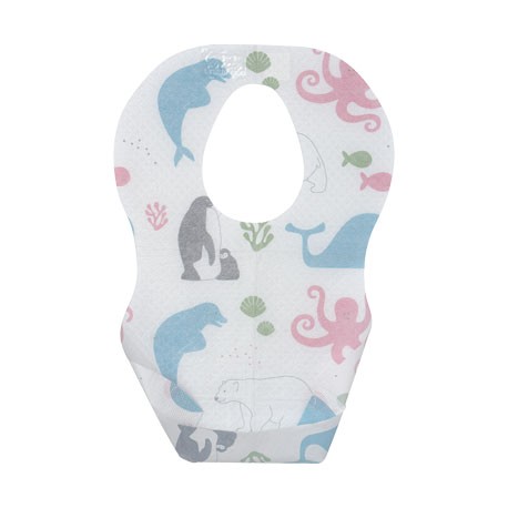 Mininor,  Disposable baby bibs, Patterned white