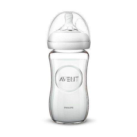 Philips Avent, Natural glass baby bottle, Clear, Age 1m+
