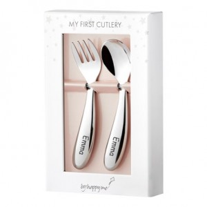 Name engraved baby cutlery set for girls
