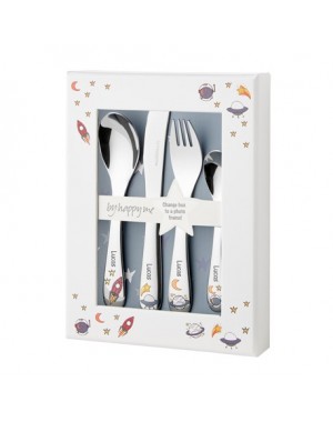 Cutlery set with name, Rocket, Picture frame included