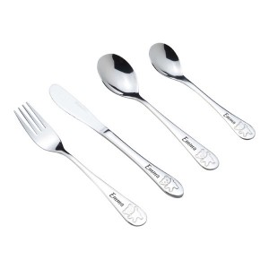 Cutlery set with name for girl, Teddy bear