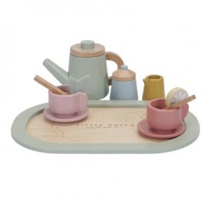LITTLE DUTCH,  Wooden tea set,  12 pieces Various colours