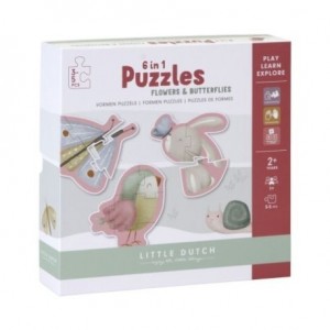 LITTLE DUTCH,  Jigsaw puzzle - Cardboard, Flowers & Butterflies, Various colours