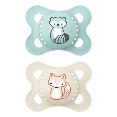 MAM Original 2 pack, Size 1 (0-6 months), Symmetric - Silicone, Blue