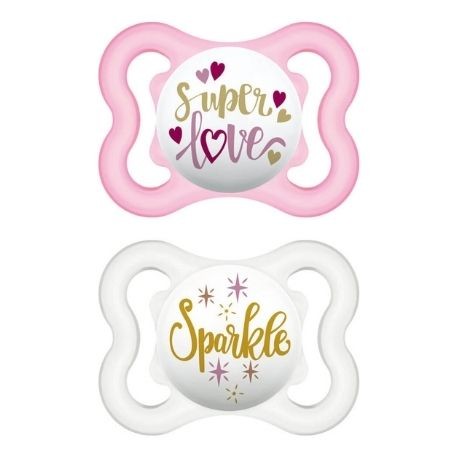 MAM Mini Air 2 pack, Size 1 (0-6 months), Symmetric - Silicone, Pink