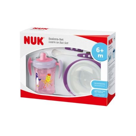 NUK  Dining set, Learn-to-eat, Pink / purple,  6+m