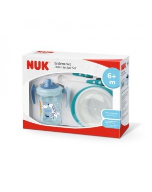 NUK  Dining set, Learn-to-eat, Blue / turquoise,  6+m