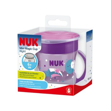 NUK Mini Magic Cup Night, Beautiful drinking cup, Glow in the dark, 2  colours