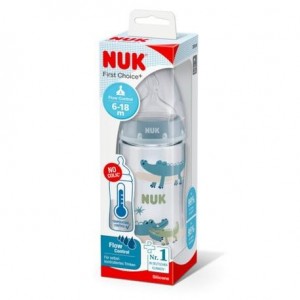 NUK  First Choice, Baby bottle, Blue, 6-18 months.
