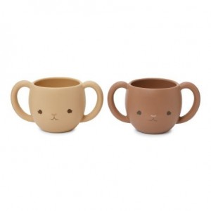 Konges Sløjd,  Cutie drinking cup with handles, 2-pack, Copper Brown/Rose Sand