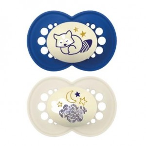 MAM Original Night 2 pack, Size 2 (6-16 months), Symmetric - Silicone