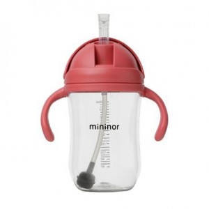 MININOR,  Bottle with straw - leak-proof, 330 ml, Rhubarb