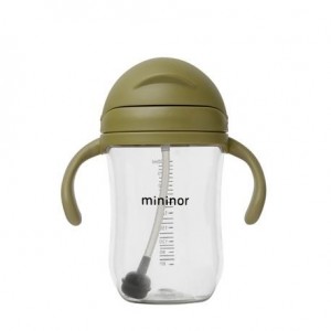 MININOR,  Bottle with straw - leak-proof, 330 ml, Moss Green