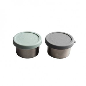 Aya&Ida, Snack Containers 100 ml, Dark Grey / Mint Green
