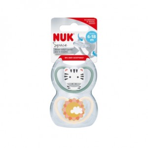 NUK Space,  Size 2 (6-18m), Anatomical - Silicone, 2-pack