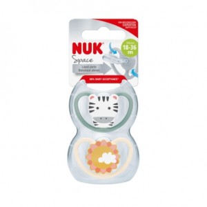 NUK Space,  Size 3 (18-36m), Anatomical - Silicone, 2-pack