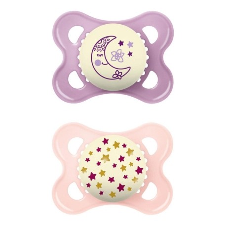 MAM Original Night 2 pack, Size 1 (0-6 months), Symmetric - Silicone