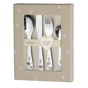 Cutlery set with name, Forest animals, Picture frame included