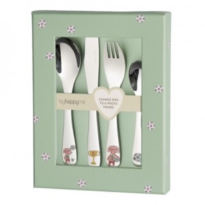 Cutlery set with name, Football, Picture frame included