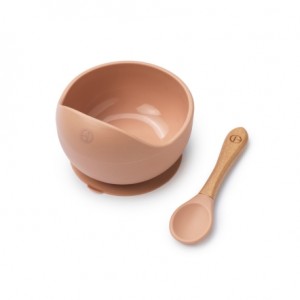 Elodie, Silicone bowl with spoon, Blushing Pink