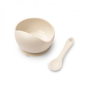 Elodie, Silicone bowl with spoon, Vanilla White