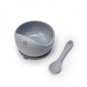 Elodie, Silicone bowl with spoon, Sunrise Blue