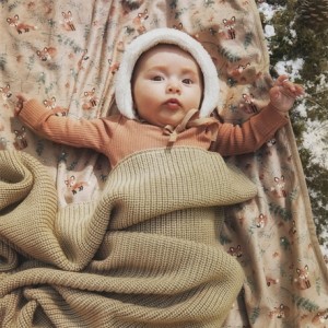 Elodie, Knitted blanket, Pure Khaki