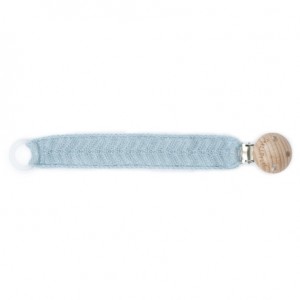SMALLSTUFF, Crochet Soother Clip, Fishbone, Light Blue