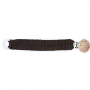 SMALLSTUFF, Crochet Soother Clip, Fishbone, Dark Mole