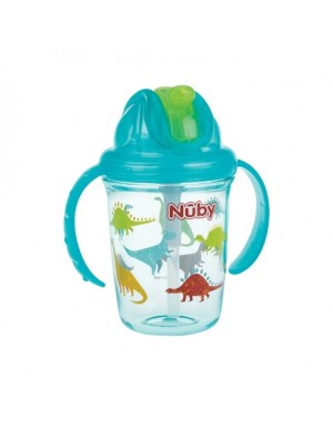 Nüby, Flip-it cup with straw, 12+ months., Aqua