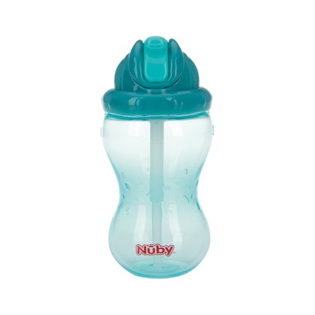 Nüby, No-spill bottle with straw, 12+ months, Aqua