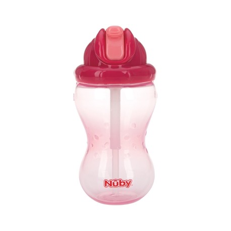 Nüby, No-spill bottle with straw, 12+ months, Pink