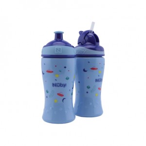 Nüby, Preschool Straw and Pop-up Bottle, Blue