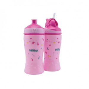 Nüby, Preschool Straw and Pop-up Bottle, Pink