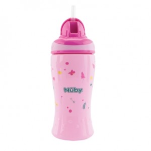 Nüby, Drinking Bottle with straw, Pink
