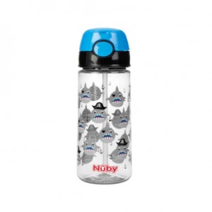 Nüby, Drinking Bottle with Push Button, Blue