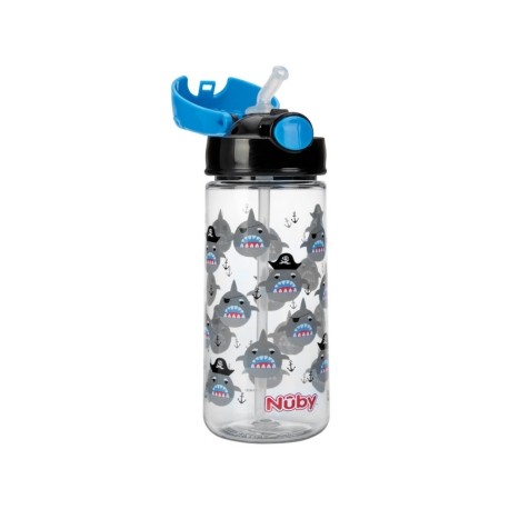 Nüby, Drinking Bottle with Push Button, Blue