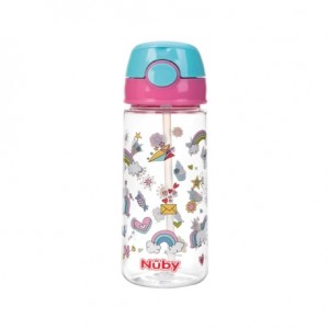 Nüby, Drinking Bottle with Push Button, Pink
