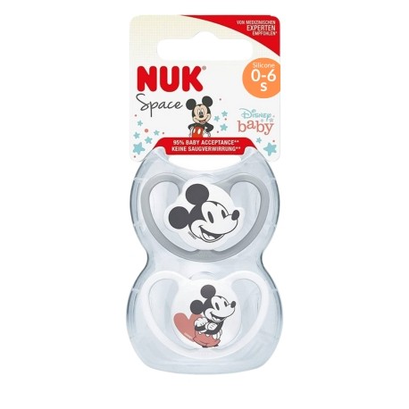 NUK Space Disney,  Size 1 (0-6m), Anatomical - Silicone, 2-pack