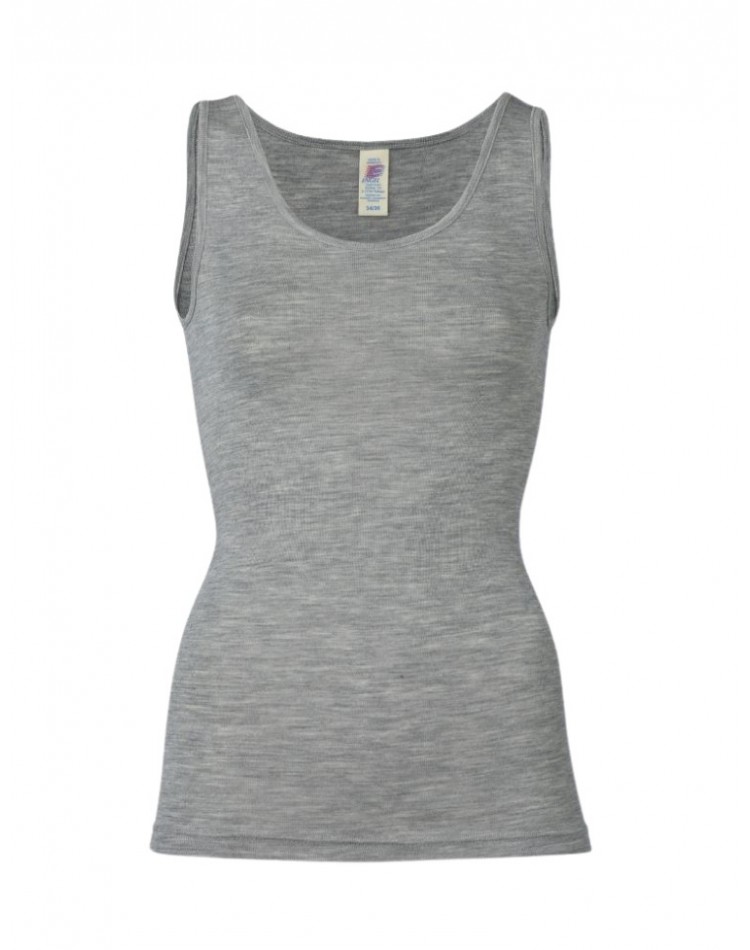 Women's top in merino wool, Light grey mélange