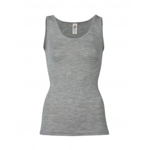 Women's top in merino wool, Light grey mélange