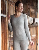 Women's blouse in merino wool, Light grey mélange