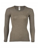 Women's blouse in merino wool, Walnut