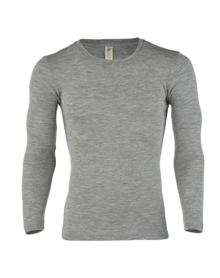 Blouse for men in merino wool, Light grey melange