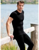 T-shirt for men in merino wool, Black