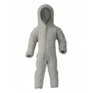 One-piece suit in 100% merino wool, Light grey mélange