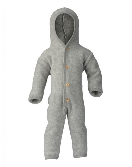 One-piece suit in 100% merino wool, Light grey mélange