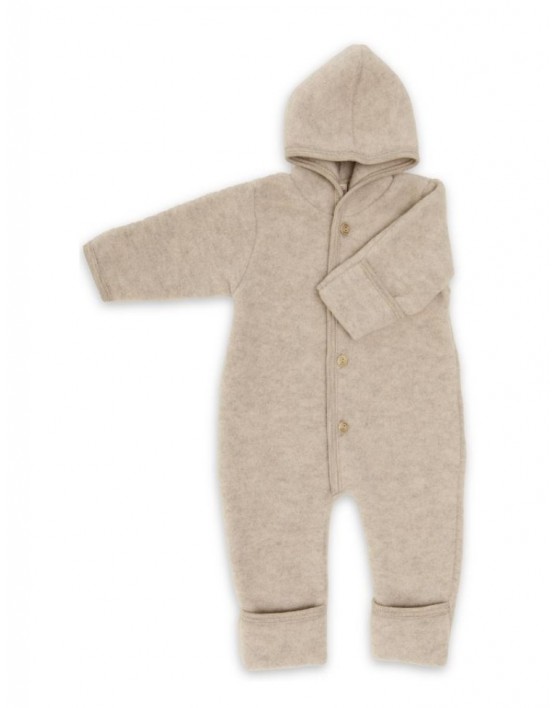 One-piece suit in 100% merino wool, Sand mélange