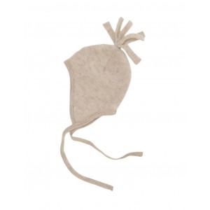 Beanie with tassel in 100% merino wool, Sand mélange