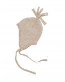 Beanie with tassel in 100% merino wool, Sand mélange